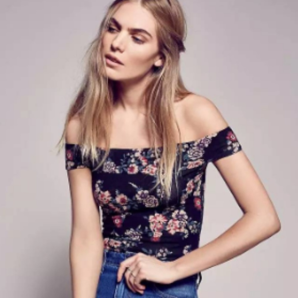 Free People Off the Shoulder Printed Bodysuit